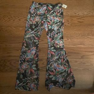 NWT Tini bikini Florian print see through pants flair leg
